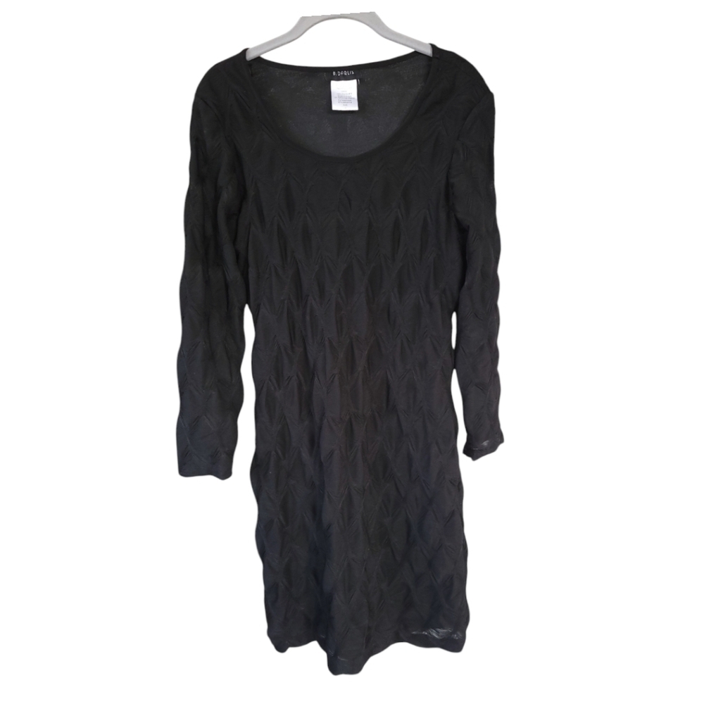 B Darlin Black Chevron Textured Long Sleeve Bodycon Mini Dress L Indie Sleaze - Picture 1 of 12